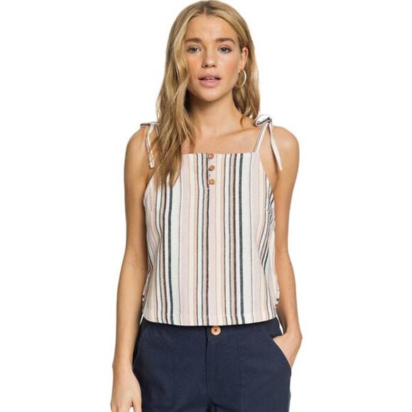 Roxy Linen Button Front Tank Top - New Small - Picture 1 of 8